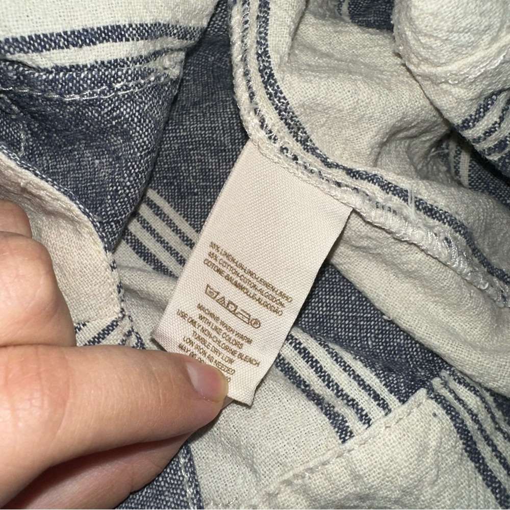 Free People Vintage Retro Stripe linen Wide Leg Jeans sz 2 #W3 - Picture 5 of 5